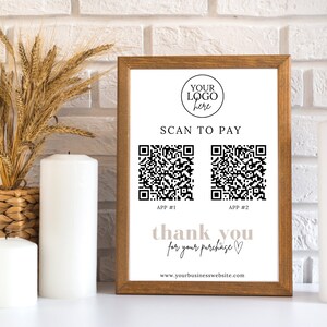 Scan to Pay QR Code Sign, Editable Canva Template, Small Business Scan ...