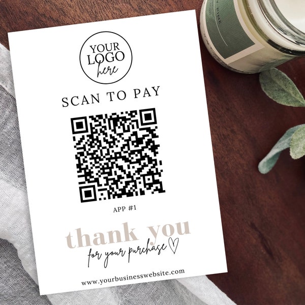 Editable Scan to Pay QR Code Sign, Printable Canva Template, Business Scan to Pay Template, Venmo QR Code Sign, QR Code for Payment Sign