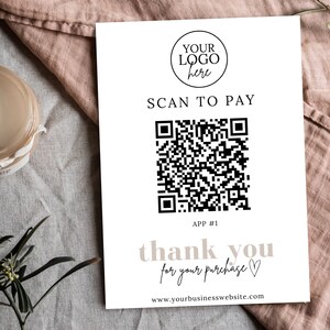 Scan to Pay QR Code Sign, Editable Canva Template, Small Business Scan ...