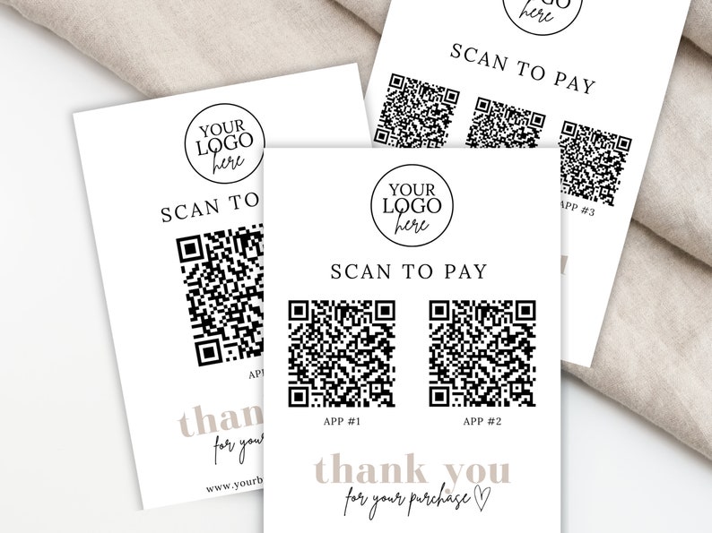 Scan to Pay QR Code Sign, Editable Canva Template, Small Business Scan ...
