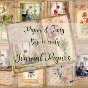 Carta de escritura Vintage Lady Flowers Junk Journal Scrapbook Manualidades Digital