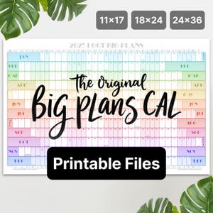 THE Big Plans Cal 2025 • PRINTABLE FILES • 3 Sizes ( 11x17, 18x24, & 24x36 ) • Annual Planner Wall Poster • Year at a Glance Calendar
