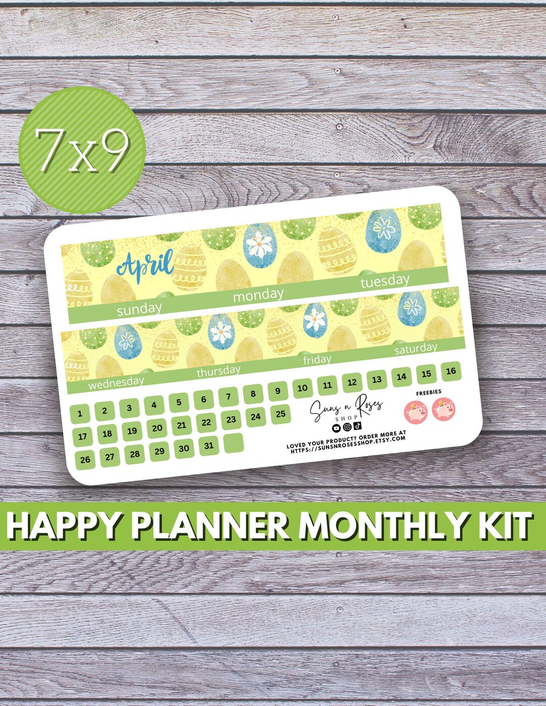 April Happy Planner Monthly Layout Sticker Kit | Classic 7x9 Planner ...