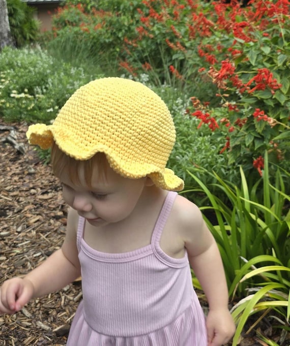 Handmade Cotton Crochet Toddler Bucket Hat: Summer Sun Hat  display picture 2