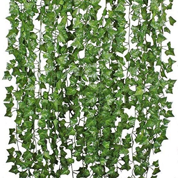 Set of 12 Fake Ivy Leaves Artificial Greenery vines for room decor leaves room decor fake leaves ivy garland faux vines decor wedding decor