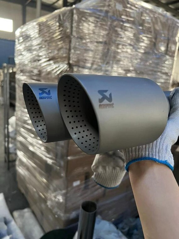 Akrapovic Twin Double Matte Grey Exhaust Tip VW Golf 8 R side Left Performance Pure Akrapovic Twin Silver Tip Akrapovic Tip Gti Etsy