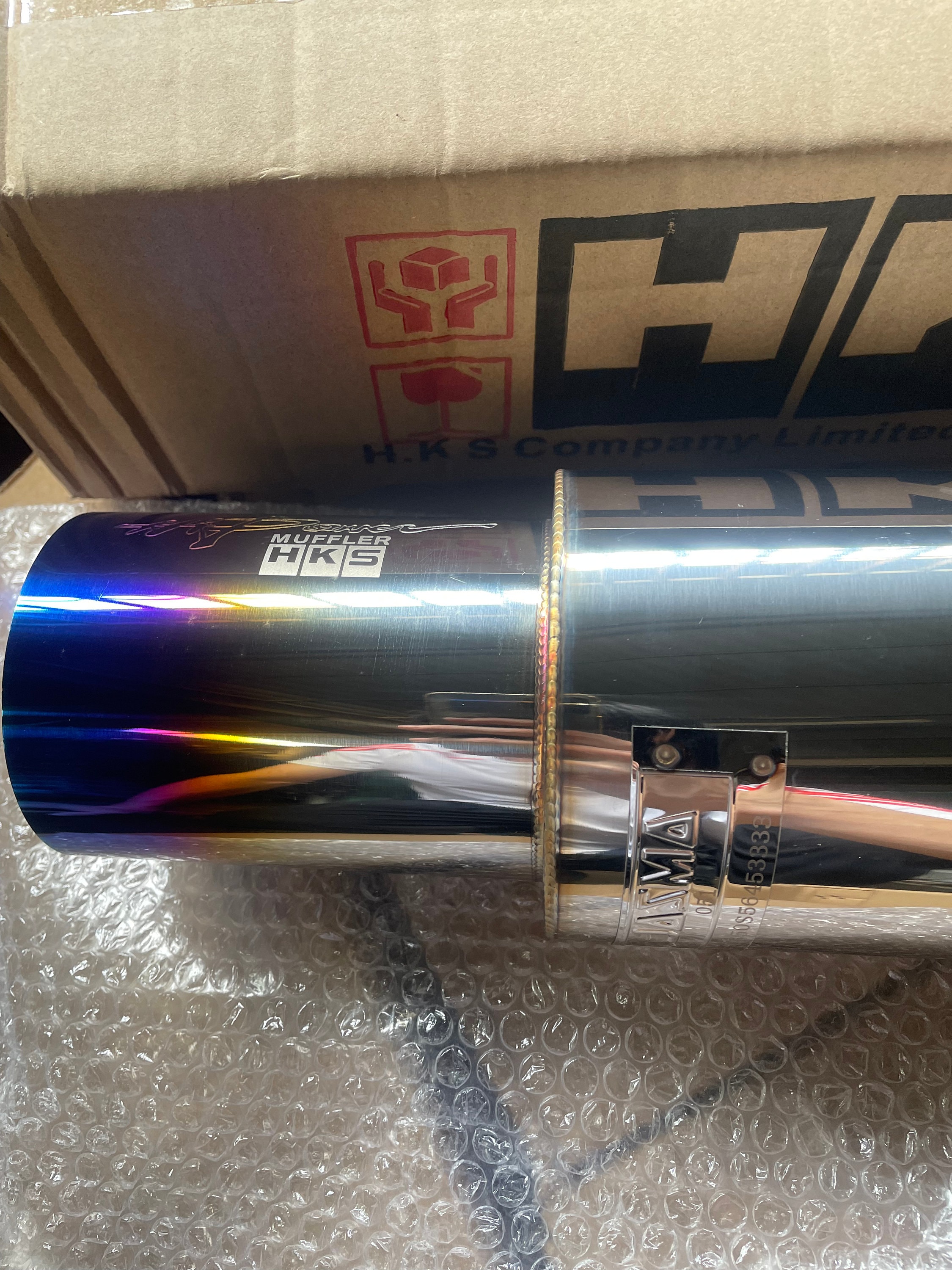 HKS Jasma チタンブルーエキゾーストマフラー、ステンレススチール製 2