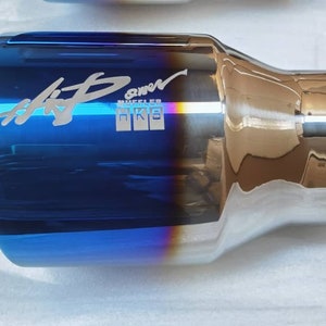 HKS tip 5" 4” 3.5” 4.5" DOUBLE LAYER titanium tailpipe tip car exhaust blue stainless steel