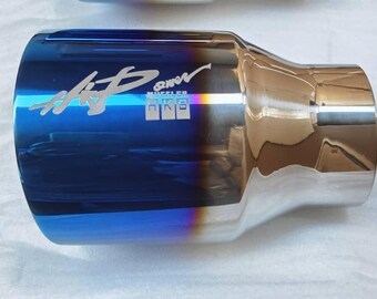 HKS 5&quot;/4&quot;/3.5&quot;/4.5&quot; Double Layer Titanium Tailpipe Tip - Blue Stainless Steel Exhaust Enhancement
