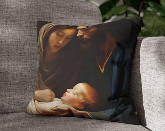 Holy Family Square Poly Canvas Pillowcase