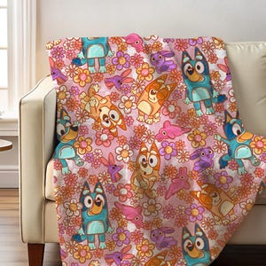 Flowers and Lighting Bolts -Velveteen Plush Blanket