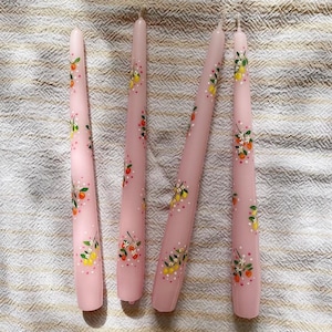 2 pcs Lemon & Peach Taper Candles |Sweet Home Decor, easter candlestick