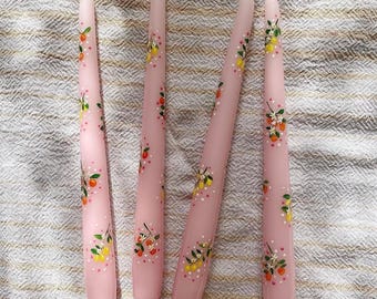 2 velas cónicas de limón y melocotón / Decoración dulce para el hogar, candelabro de Pascua
