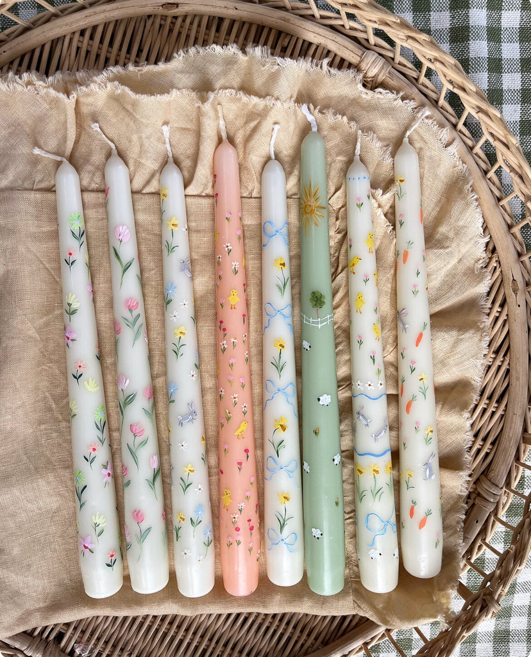 Set of 2 Easter Taper Candle. Happy Eastern Taper Candle. Wedding Decor