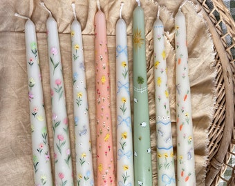 Set of 2 Easter taper candle. Happy eastern taper candle. Wedding decor taper candle. Hand painter taper candle. Home decor taper candle