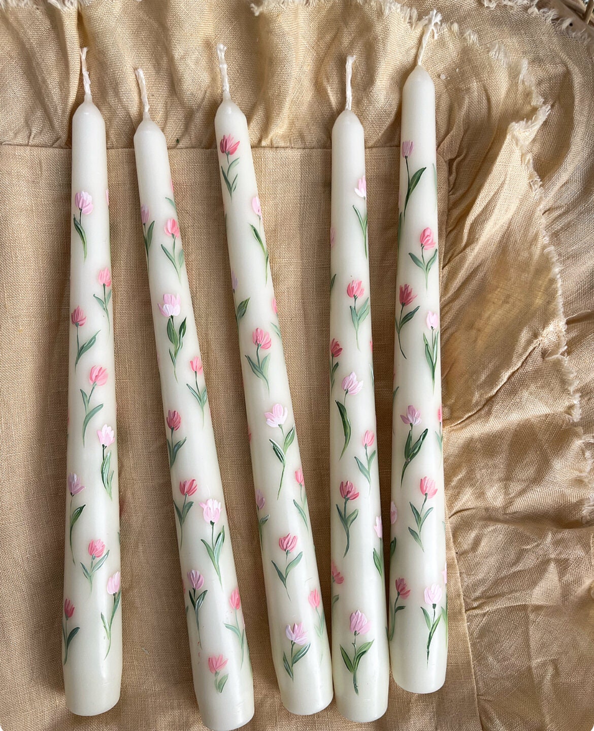 Set of 2 Easter Taper Candle. Happy Eastern Taper Candle. Wedding Decor