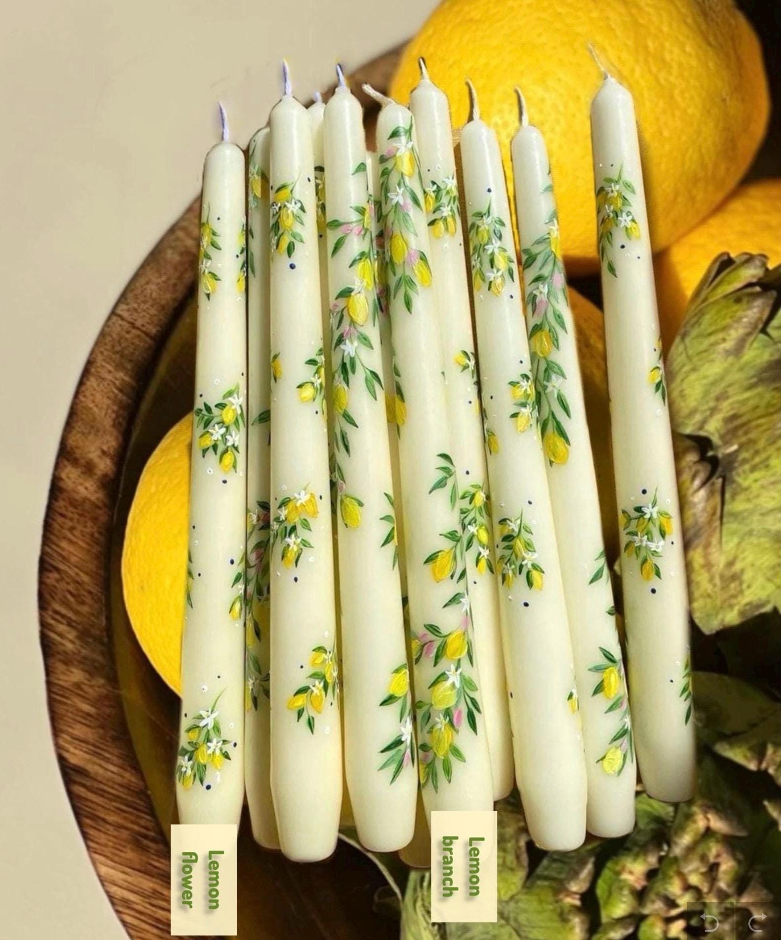 Lemon Taper Candle Set: Handmade Wedding Unity Candles