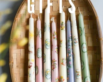 Set of 2 Easter hand painted taper candle| eastern chick taper candle| easter decorating candle| easter carrot taper candle| easter bunny