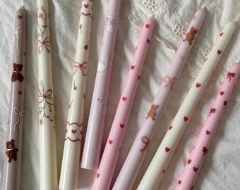 Set of 2 Valentines day taper candle |anniversary dinner decorations |anniversary gift candle | birthdays decorating | gift for her