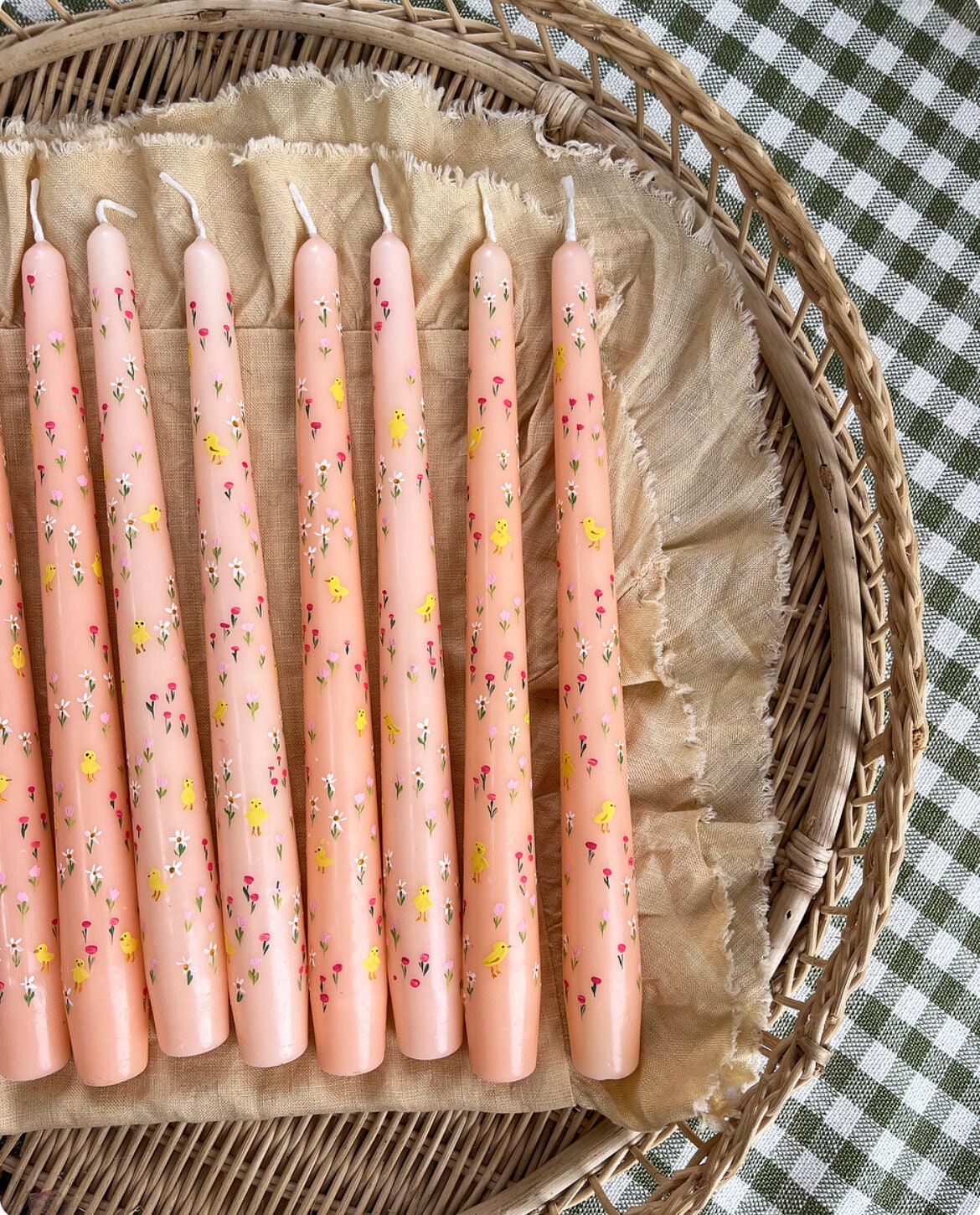 Set of 2 Easter Taper Candle. Happy Eastern Taper Candle. Wedding Decor