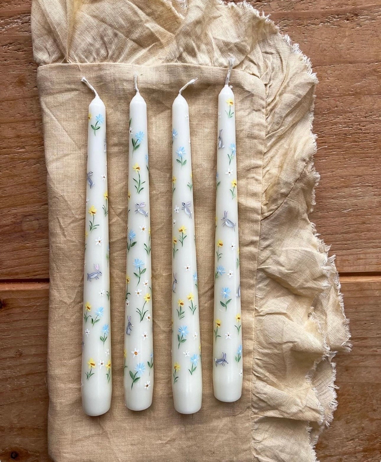 Set of 2 Easter Taper Candle. Happy Eastern Taper Candle. Wedding Decor