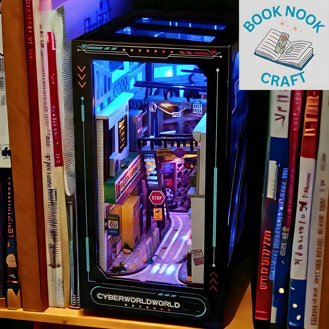 DIY Cyberpunk Book Nook Bookshelf Insert Cyberworld Book Nook 3D Model