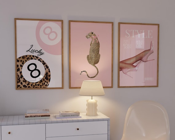 Coquette Wall Art Prints, Leopard, Heels, Lucky 8 (Digital Download)
