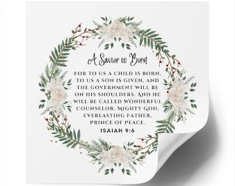 Christian Christmas sticker, A Saviour is Born, Nativity Stickers, Christian Vinyl Sticker, Christmas Sticker