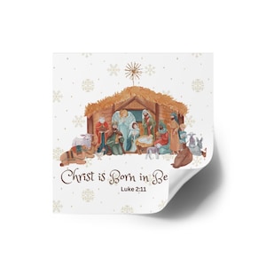 Christian Christmas sticker, Born in Bethlehem, Nativity Stickers, Christian Vinyl Sticker, Nativity decal stickers, Christmas Stickers