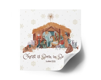 Christian Christmas sticker, Born in Bethlehem, Nativity Stickers, Christian Vinyl Sticker, Nativity decal stickers, Christmas Stickers