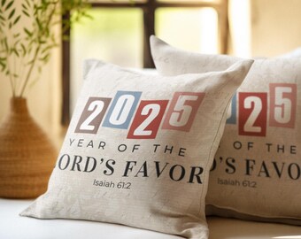 Almohada cristiana, Año del Señor 2025, cojín decorativo religioso, cojín decorativo de poliéster hilado, cojín decorativo inspirado en la fe, hogar cristiano