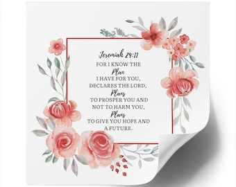 Christian Stickers, I Know the Plans I have for You, Bible Verse Sticker, Devotional Journal Sticker, Christian Vinyl Sticker