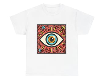 All Seeing Eye Unisex Tee, Keith Haring Style Graphic Shirt
