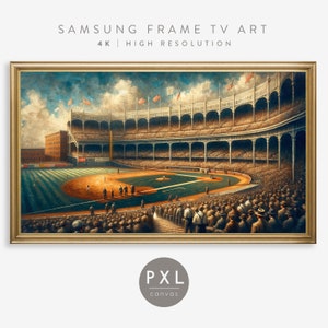 Samsung Frame TV Art MLB Baseball | Frame Tv Art Baseball | Frame TV Art | Oil Painting | Stadium | Baseball | Vintage Baseball