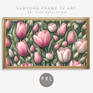 Samsung Frame TV Art Tulips | Frame TV Art Spring Flowers | Floral Frame TV Art | Vintage Oil Painting | Tulip Wallpaper | Tulips