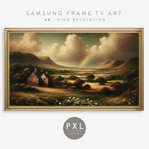 Samsung Frame TV Art St Patrick&#39;s Day Shamrocks | Frame TV Art St Patrick&#39;s Day | Irish Countryside Oil Painting Frame TV Art | Shamrock