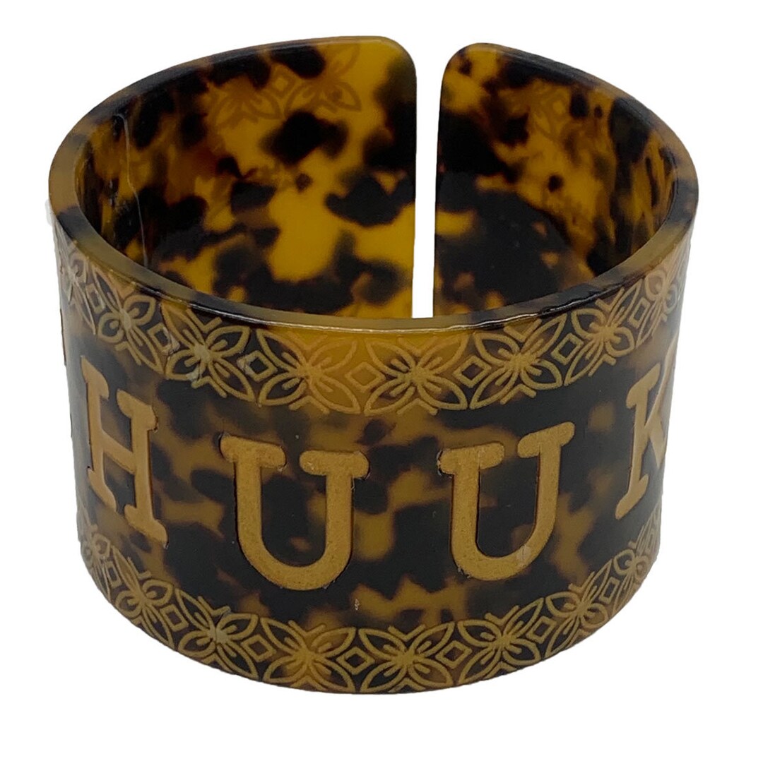 Samoan/hawaiian Style Faux Turtle Shell Carved Bracelet - 5.0 Cm Wide ...