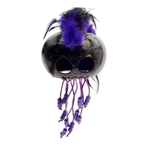 Hawaiian Warrior Ikika Helmet Ornament - LARGE - Purple Feathers