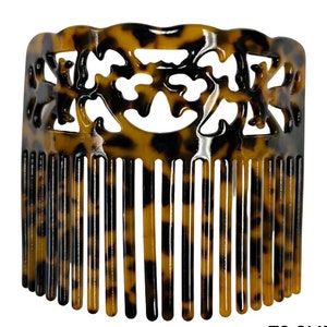 Samoan Hawaiian Faux Turtle Shell Comb - Cut-Out Design