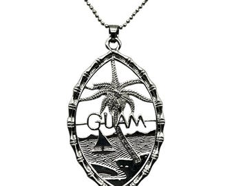 Collar con colgante del sello de Guam de acero inoxidable - 45,7 cm (18 pulgadas)