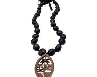 Kukui Nut Necklace with GUAM Wood Pendant