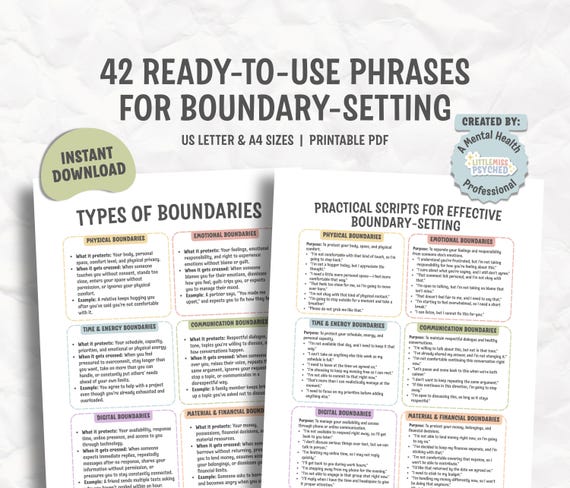 42 Boundary Setting Scripts Printable PDF | Therapy & Assertive Communication Tool