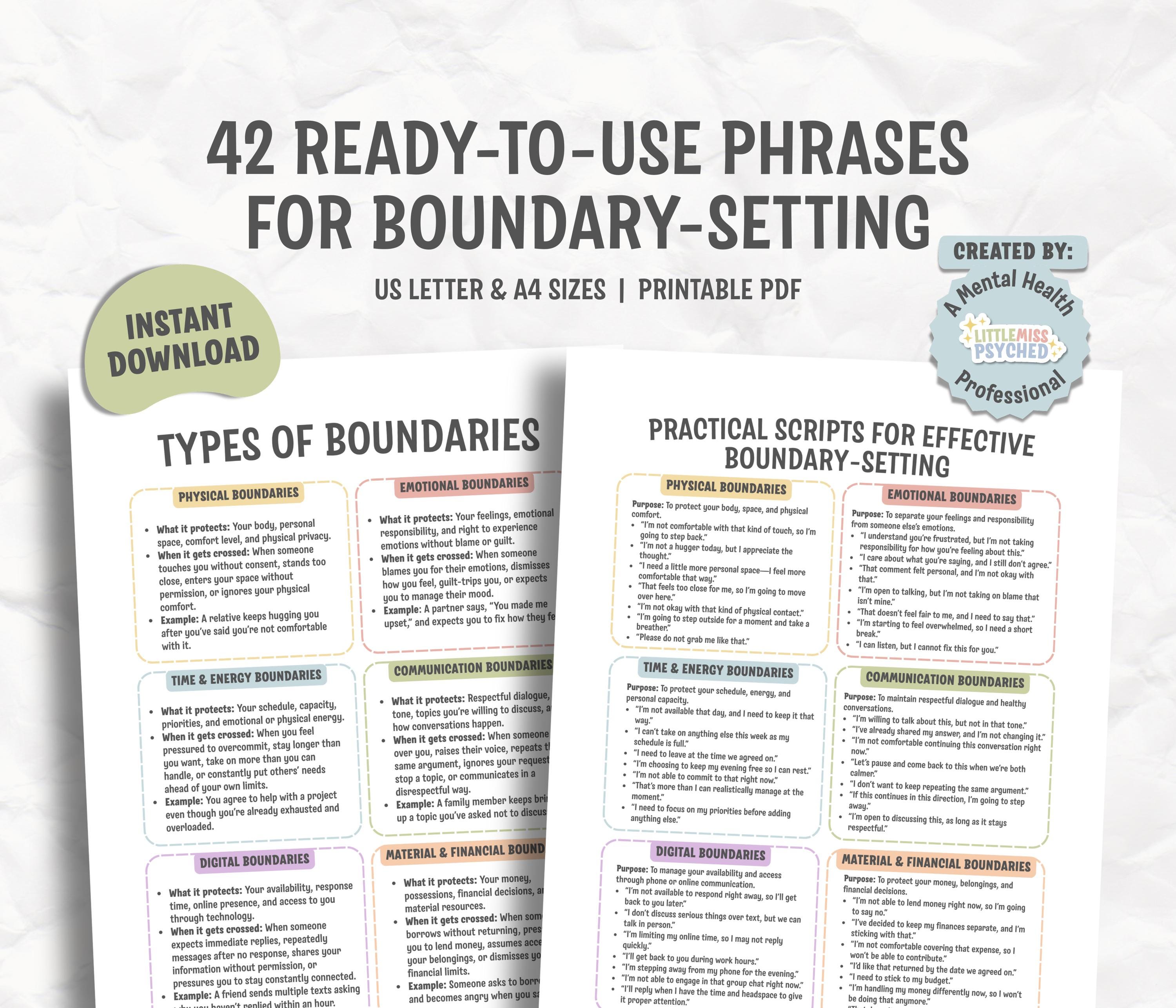 Assertiveness Scripts 42 Boundary Setting Scripts Printable PDF | Therapy & Assertive ...