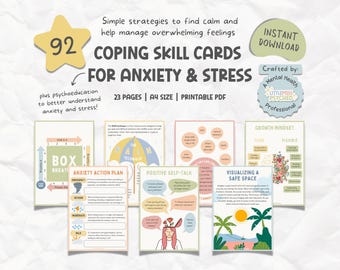 Coping Skill Cards: Anxiety & Stress Relief (92 Printable Cards)