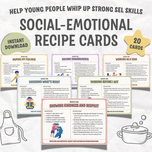 Social-Emotional Recipe Cards - Help Children Develop Strong SEL Skills | Resource for Therapists, Parents, Teachers