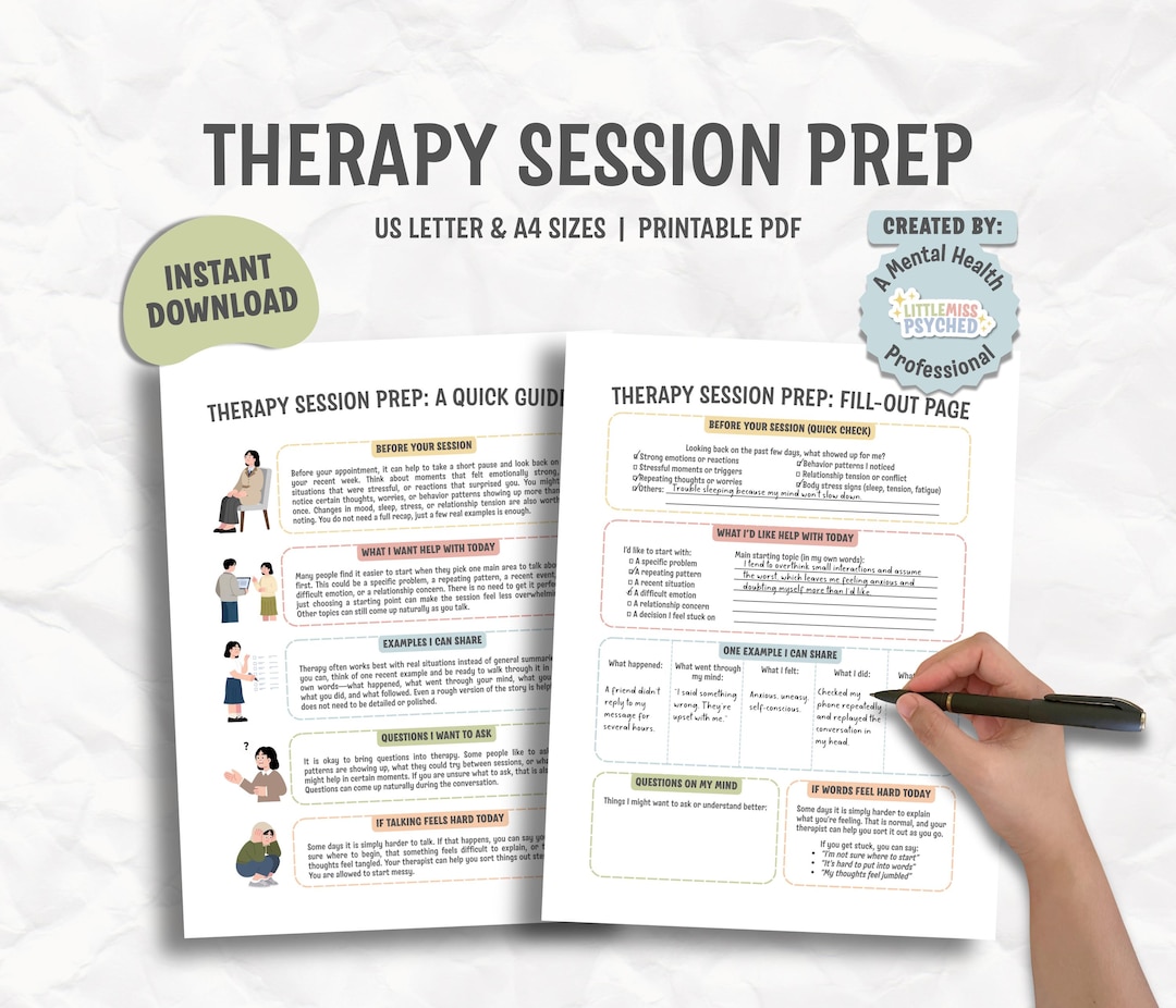 Therapy Session Pages Intro Therapy Session Prep Guide Printable | Feel Prepared and Confident ...