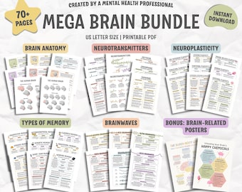 Mega Brain Bundle || Brain Anatomy, Brain Region, Brain Lobes, Cognitive Neuroscience, Neuro Nurse, Therapist, Psychiatrist, Psychoeducation