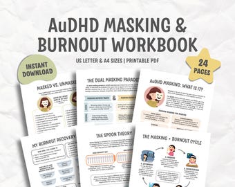AuDHD Masking & Burnout Workbook | ADHD Autism Unmasking and Recovery Guide for Late-Diagnosed Neurodivergent Adults
