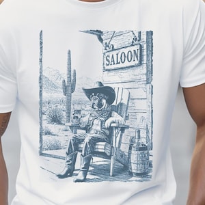 COWBOY BULLDOG T-shirt Desert Dog Dad Mum Saloon TShirt Retro 90s Tee cactus vintage Shirt Mexican Texas patriot Wild West Funny Gift Tee