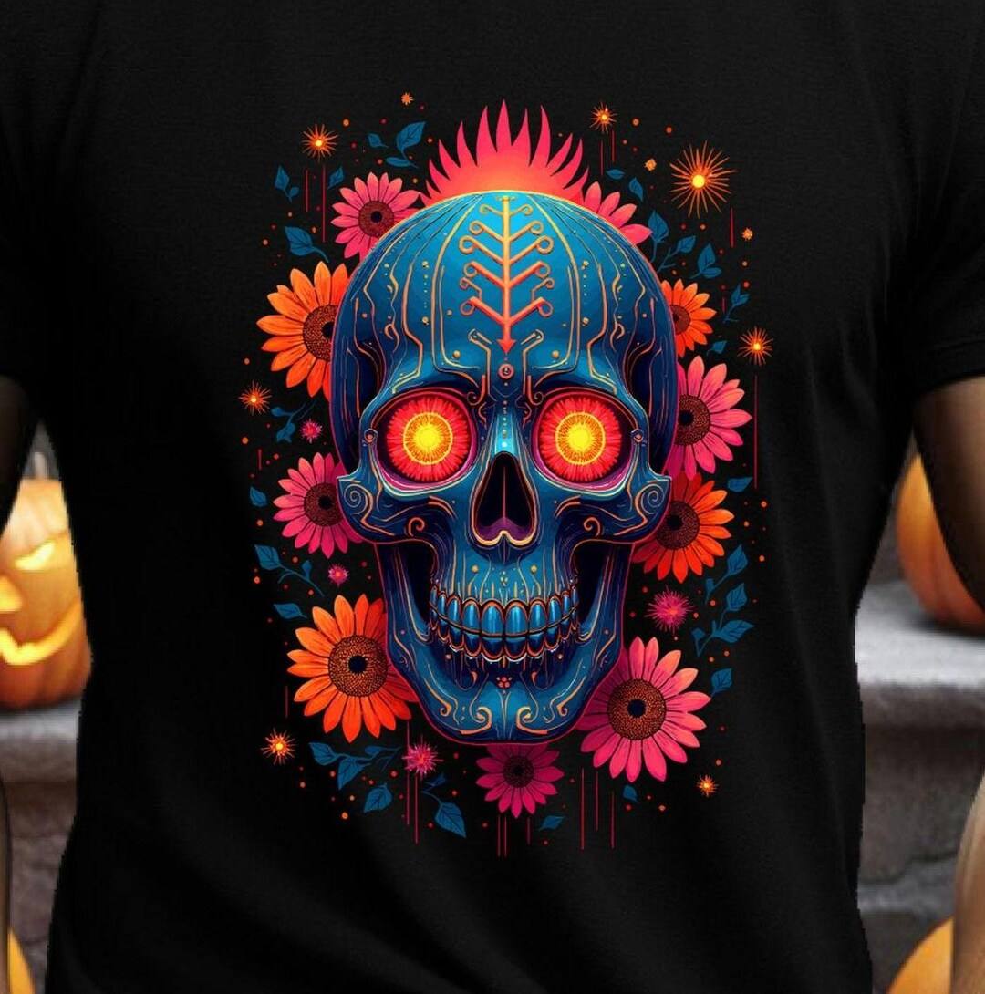 CALAVERA SUGAR SKULL Tshirt Day of the Dead Mexican Halloween Tee All ...